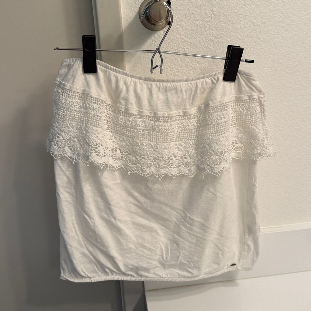 O'Neill White Lace Trim Crop Top
